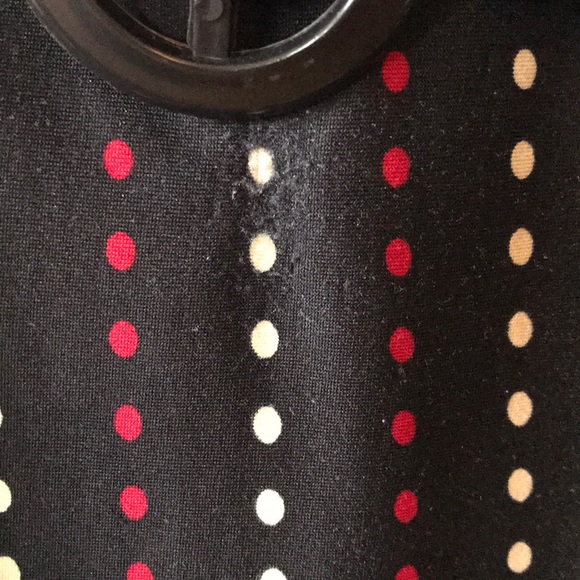 Black blouse with red & tan polka dots - size Med - Picture 5 of 6